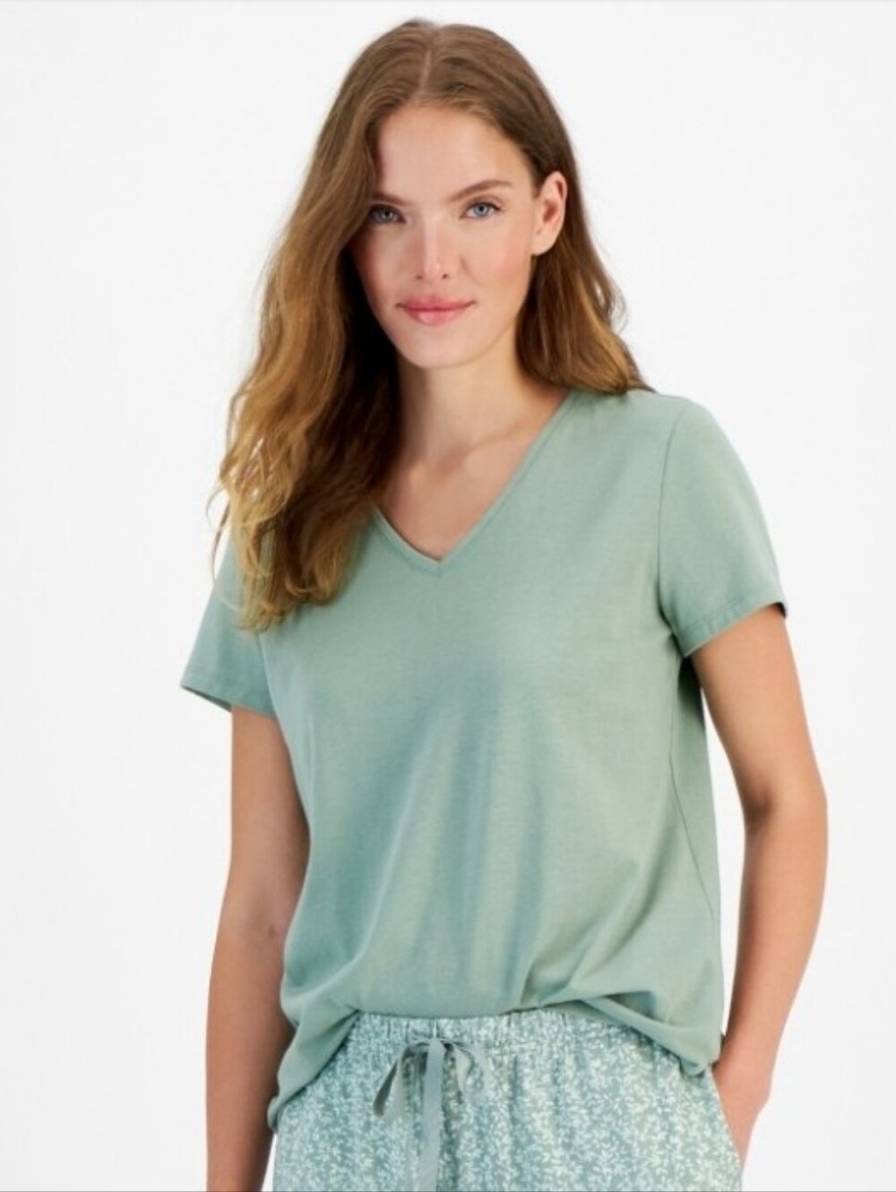 Charter Club Women's Solid V-Neck Short-Sleeve Sleepwear Top